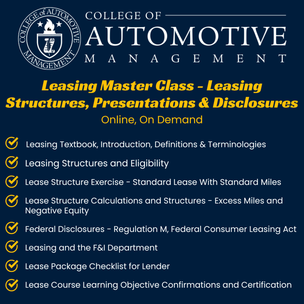 Leasing Master Class - College of Automotive Management